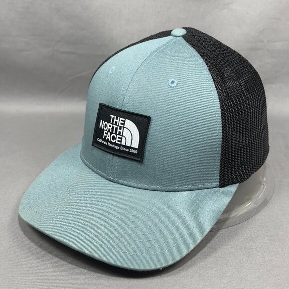 North Face Flexfit S/M Cap Hat Blue Hiking Outdoor Trucker Mesh Patch Dad Mens - Picture 1 of 14